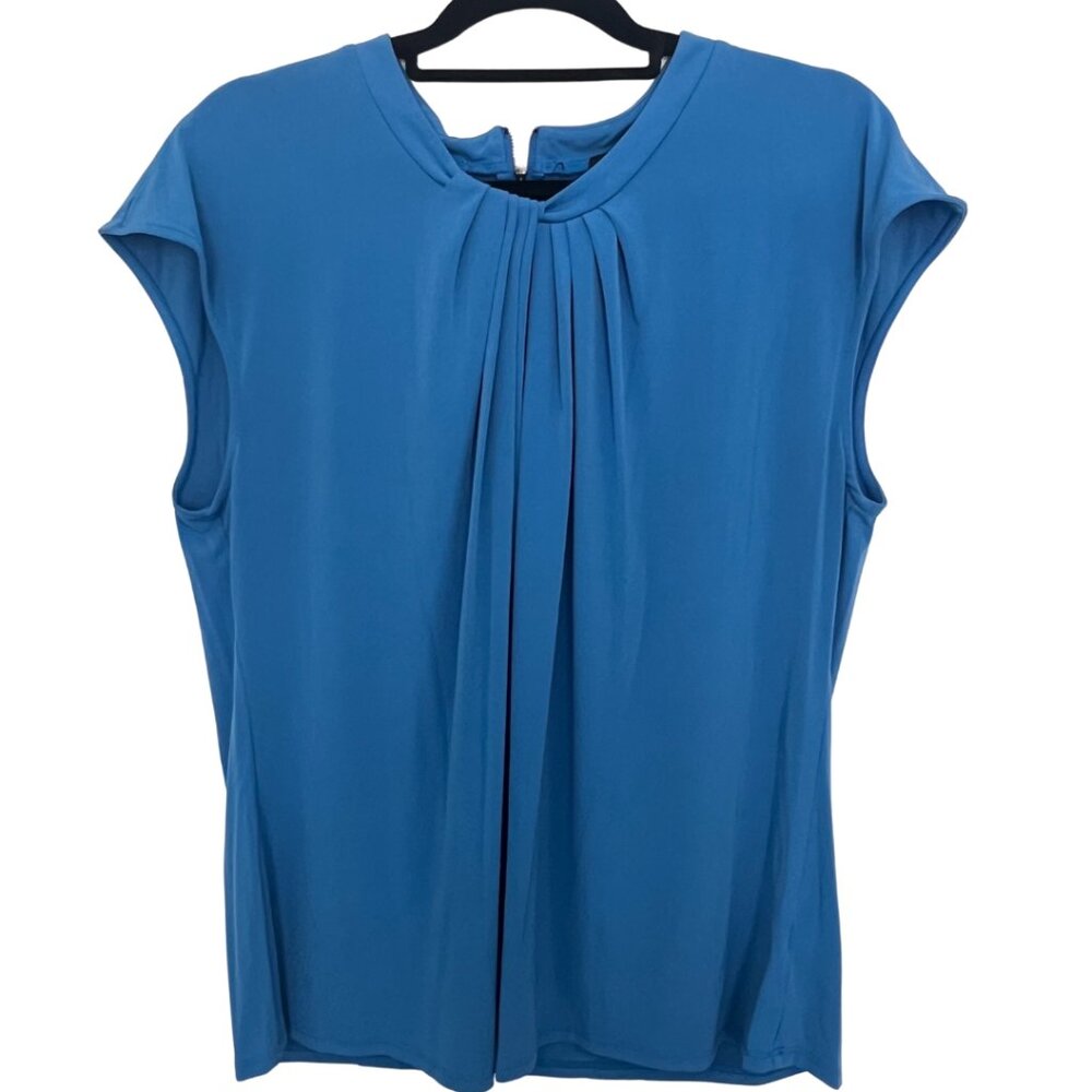 Liz Claiborne Career Blue Cap Sleeve Blouse - Size XL